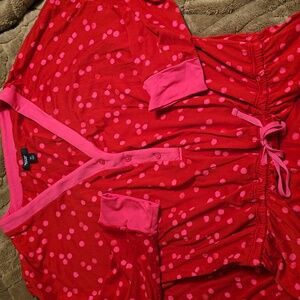 Simply Vera Wang Red/Pink Polka Dot Pajama Onesie Henley Valentine XL